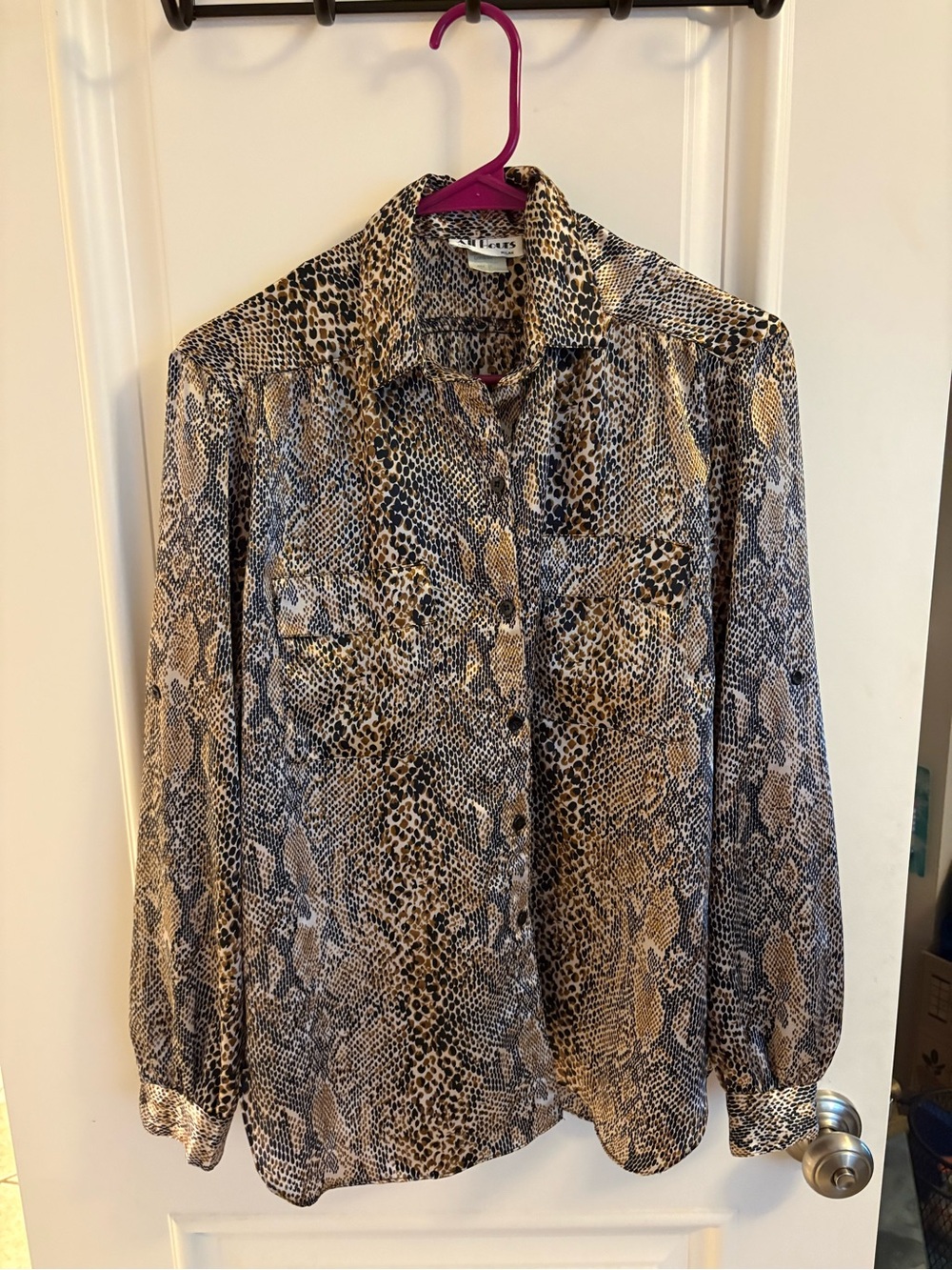 Vintage All Hours animal print Button-Up Blouse